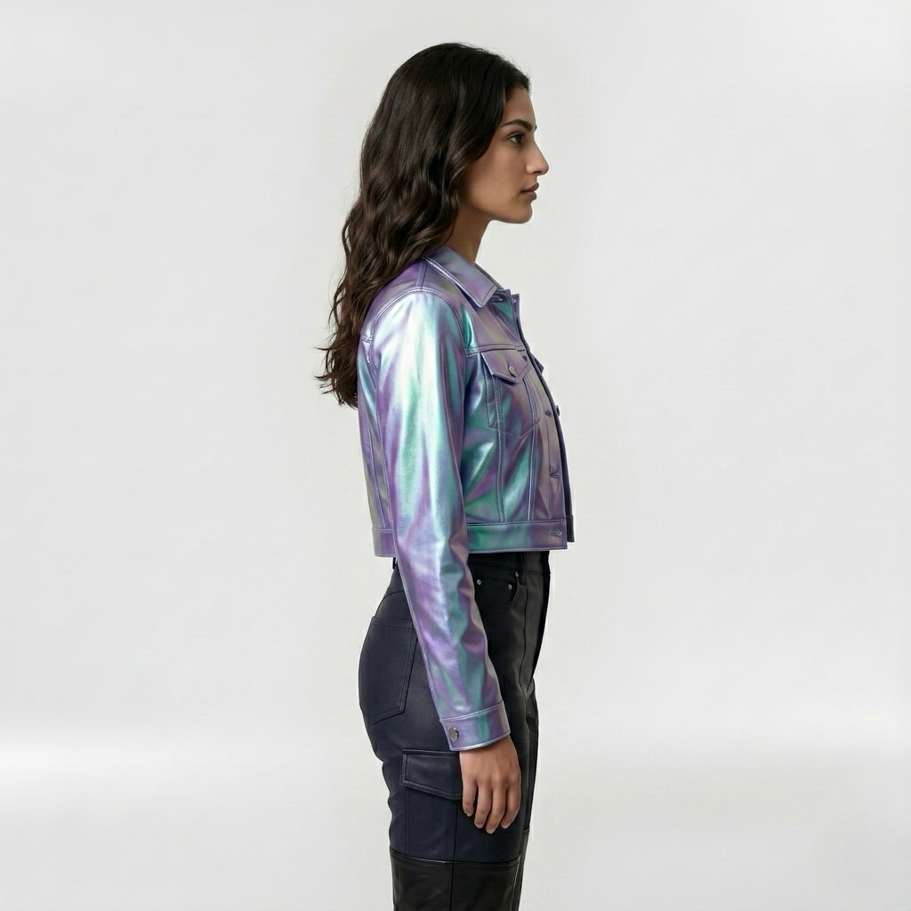 Iridescent Holographic Cropped Jacket