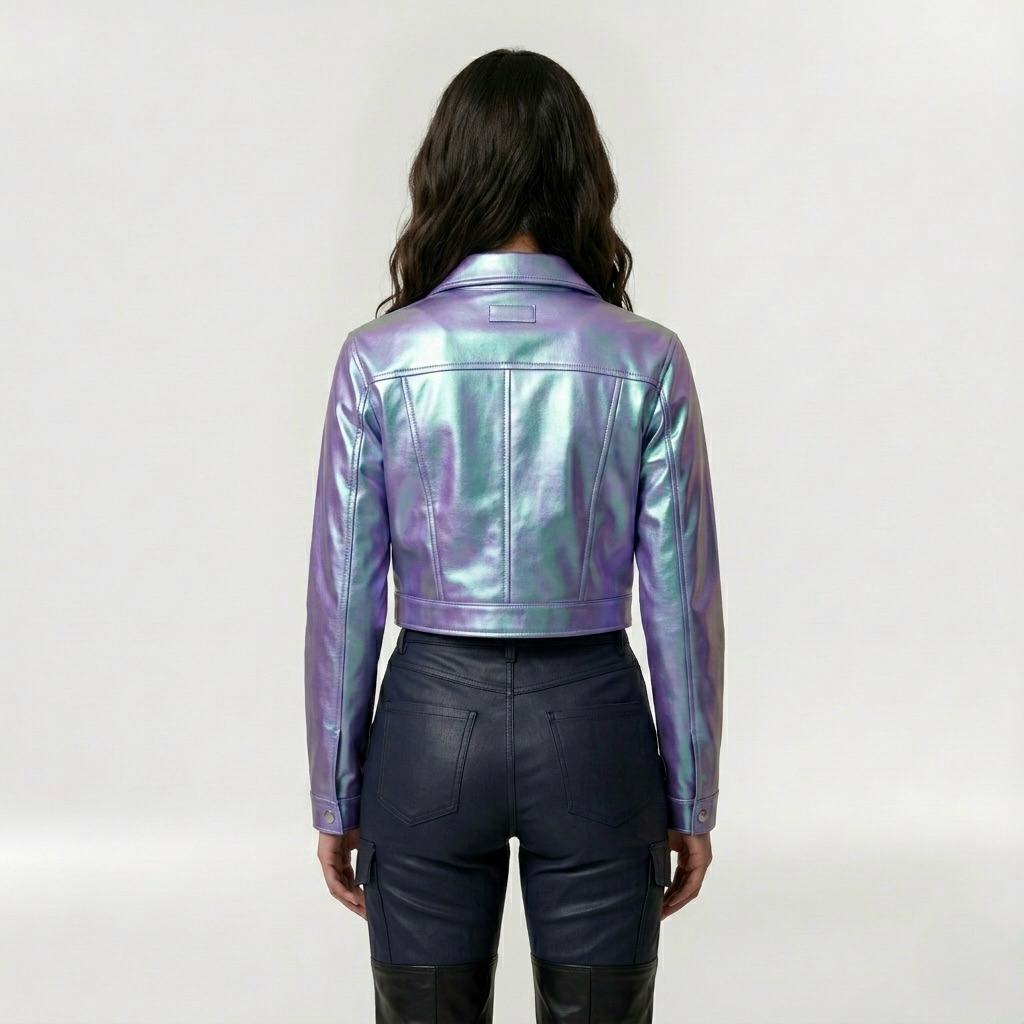 Iridescent Holographic Cropped Jacket