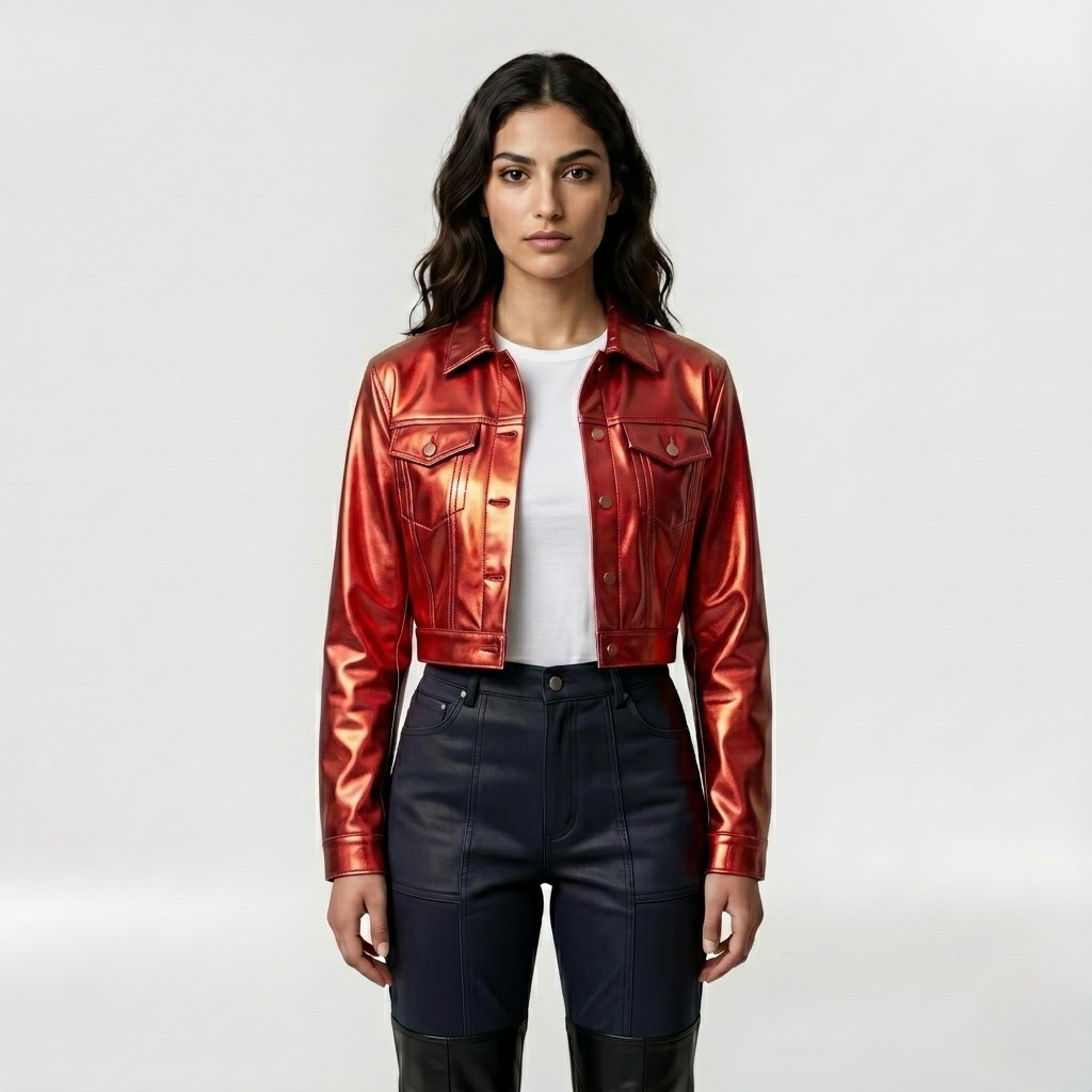 Iridescent Holographic Cropped Jacket