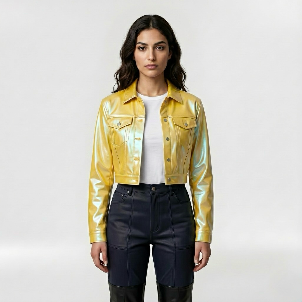 Iridescent Holographic Cropped Jacket