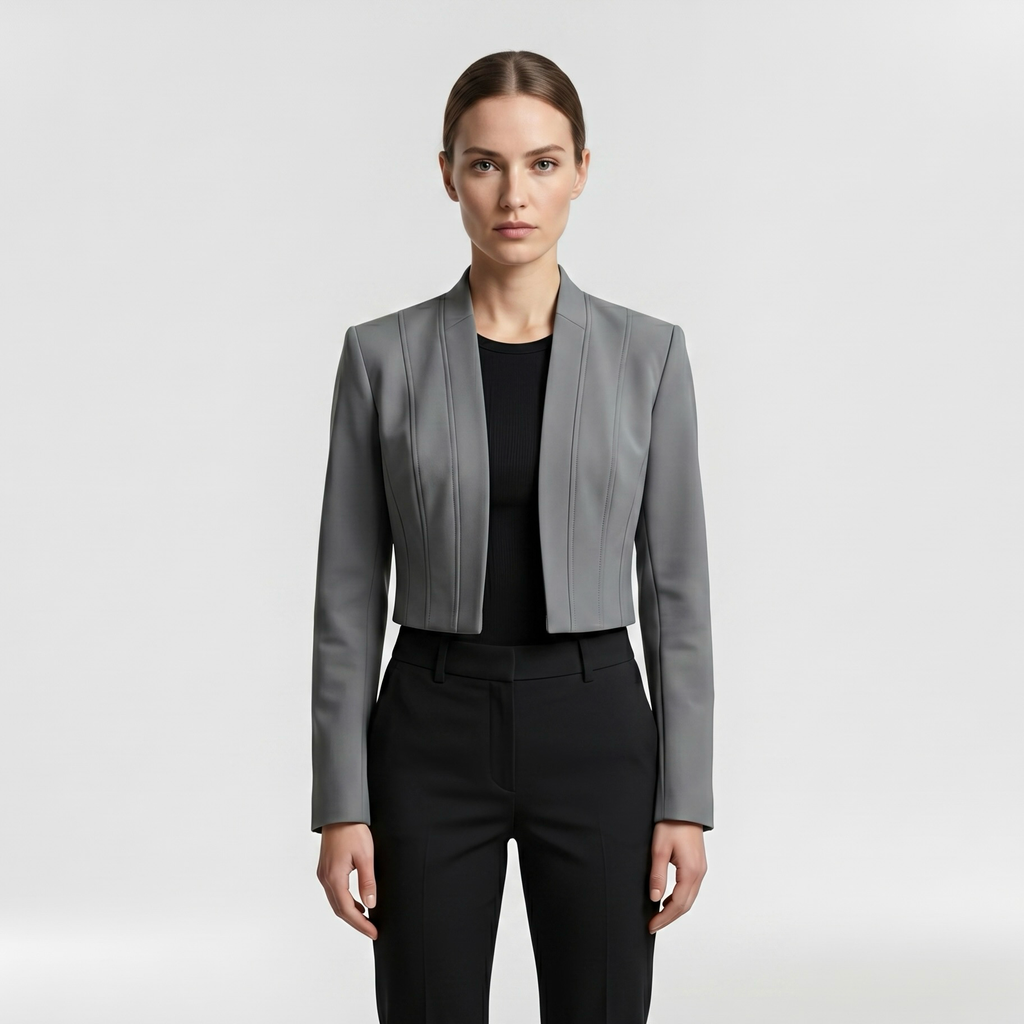 Cropped Collarless Jacket