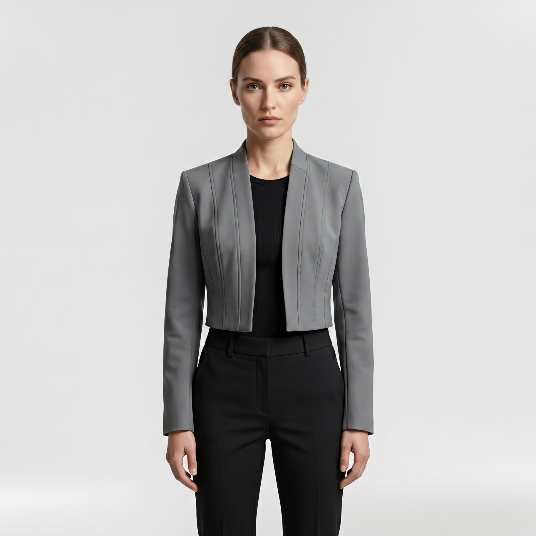 Cropped Collarless Jacket