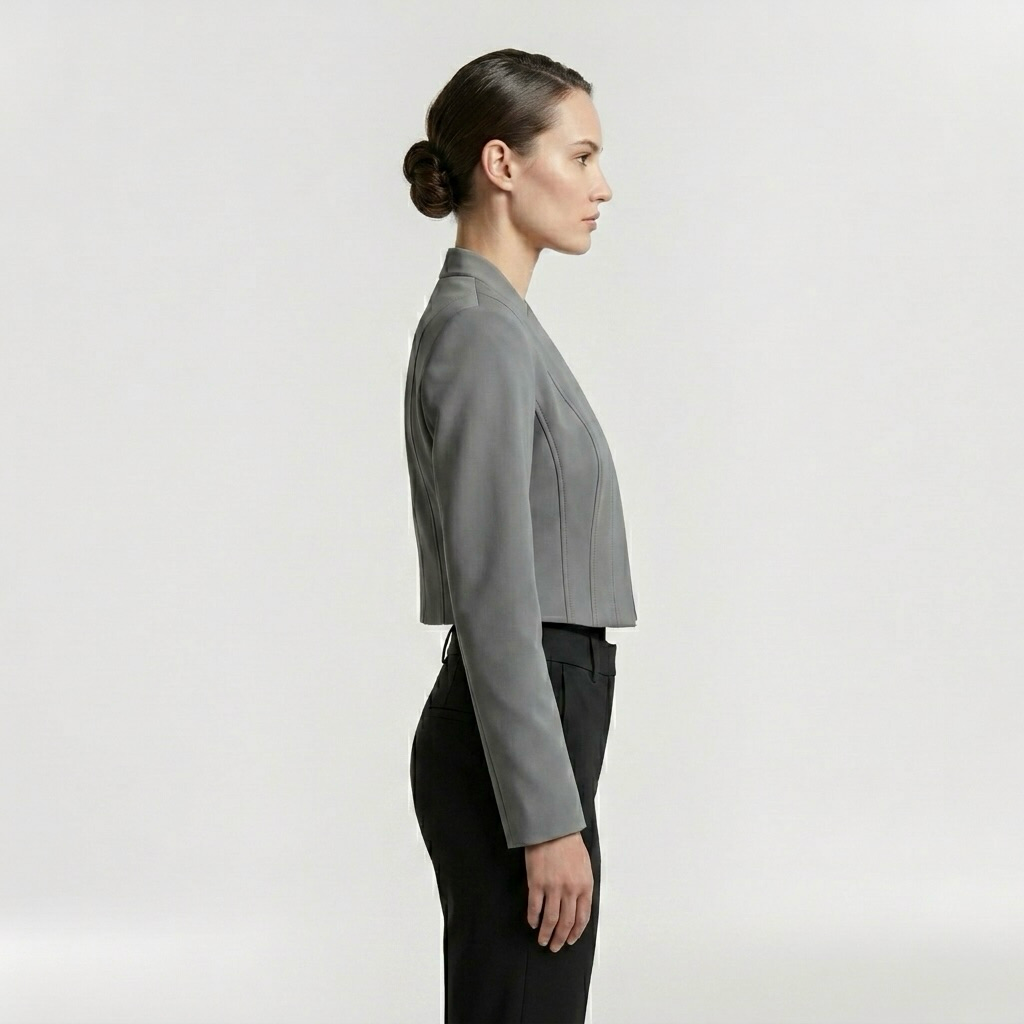 Cropped Collarless Jacket