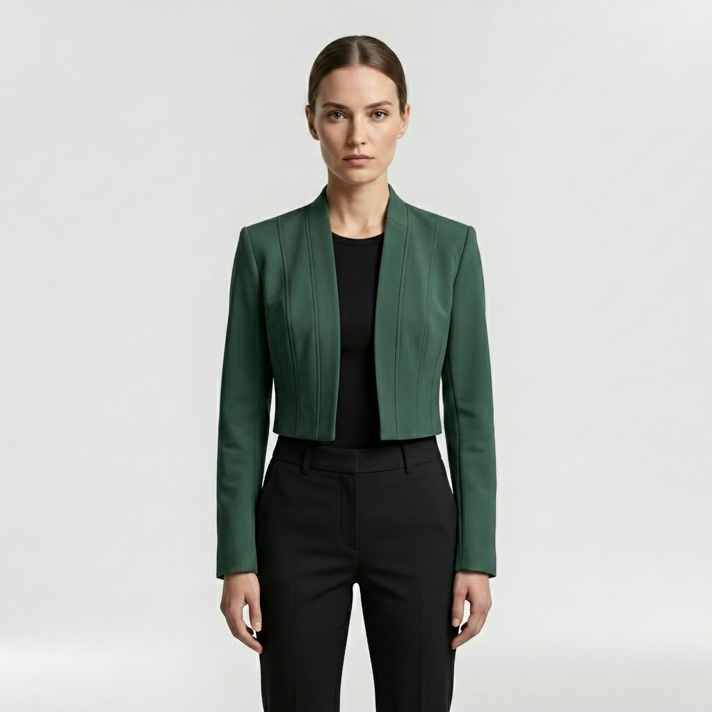 Cropped Collarless Jacket